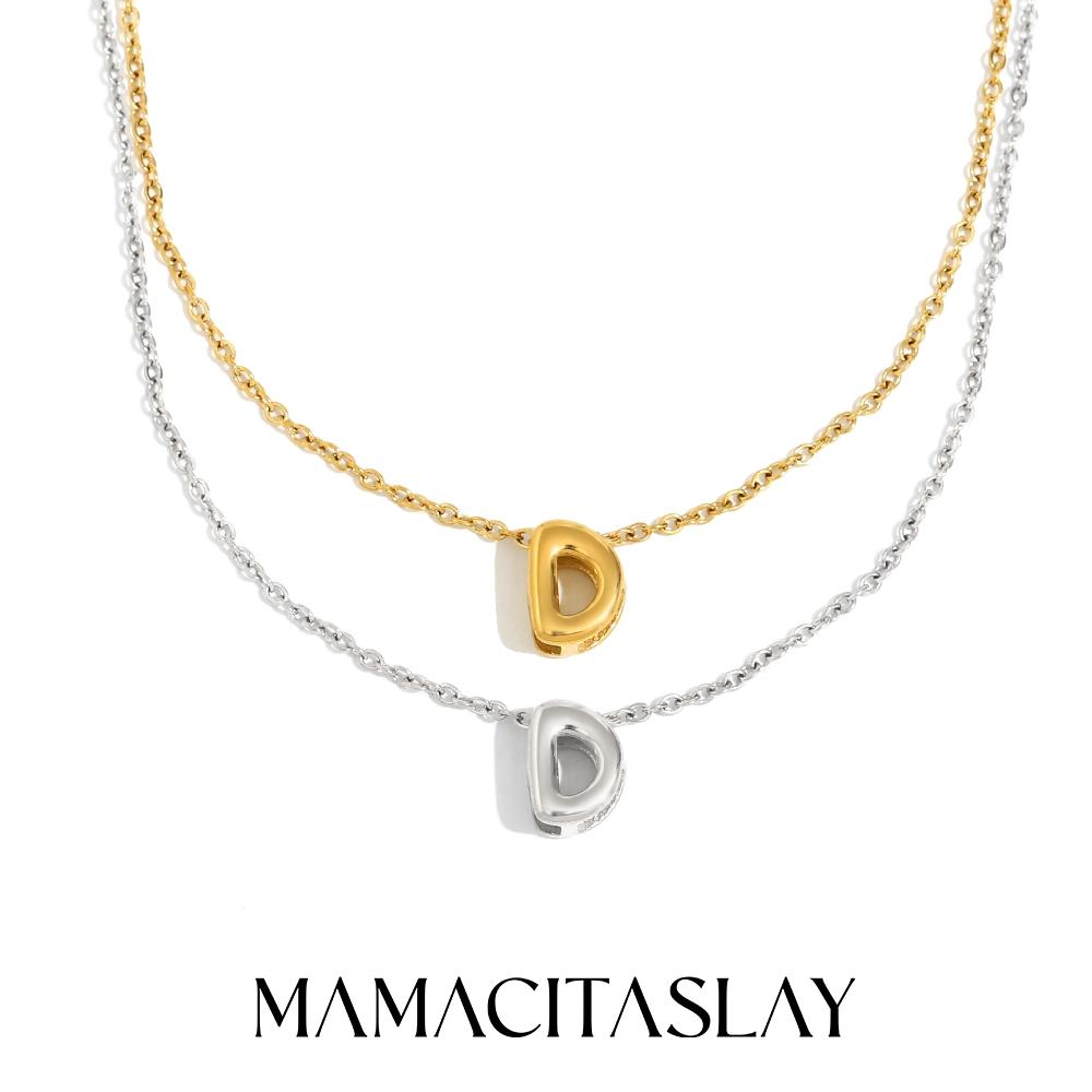 MamacitaSlay 316L Stainless Steel Letter Pendant Necklace Waterproof 18K Gold Plated Neck Jewelry Women's Minimalist Necklace