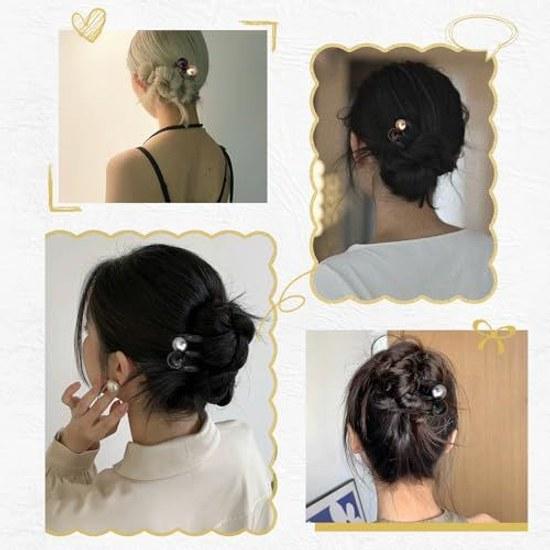 Hair comb chignon set 2 kanzashi stylish accessories arrangement voluminous traditional Japanese ornaments wedding party coming-of-age ceremony yukata