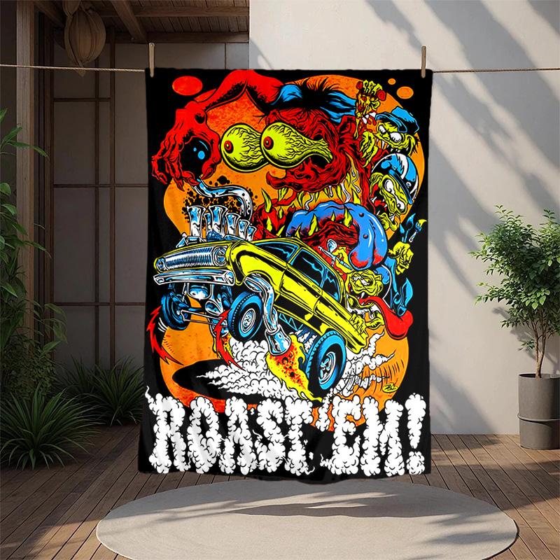 Rat Fink Power Flannel Blanket Soft Warm All-Season Throw, Design for Camping, Car Travel, Hiking Sofa, Bed, Office Perfect Gift for Parties