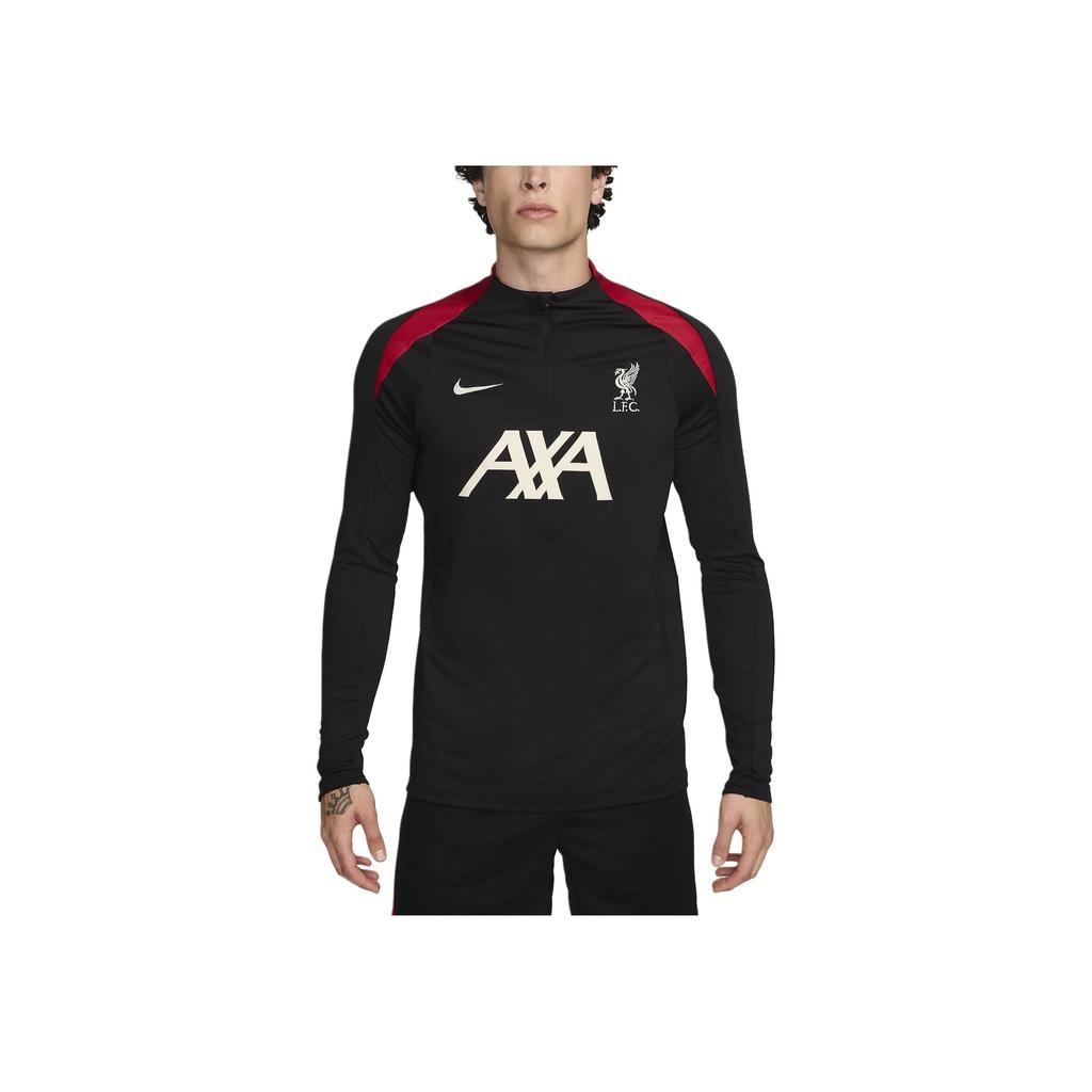 Nike Dri-FIT Liverpool F.C.. Strike Fargeblokk Komfortabel Trening Langermet Fotballskjorte Herre topper Svart FN9819-013