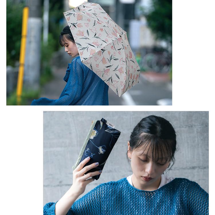 Folding Floating Rain Perfect for and Stylish and Cute for Floral Clear with Gold [2025] Wpc. Umbrella, Tulip, Mini, Off-White, Umbrella, Commuting,
