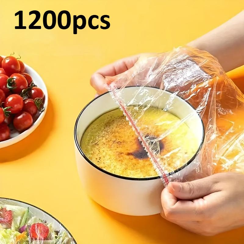 1200pcs Disposable Plastic Wrap | Elastic Cover Film for Fruits,Vegetables,Plates, Bowls-Durable, Ideal for Kitchen,Picnics,BBQs