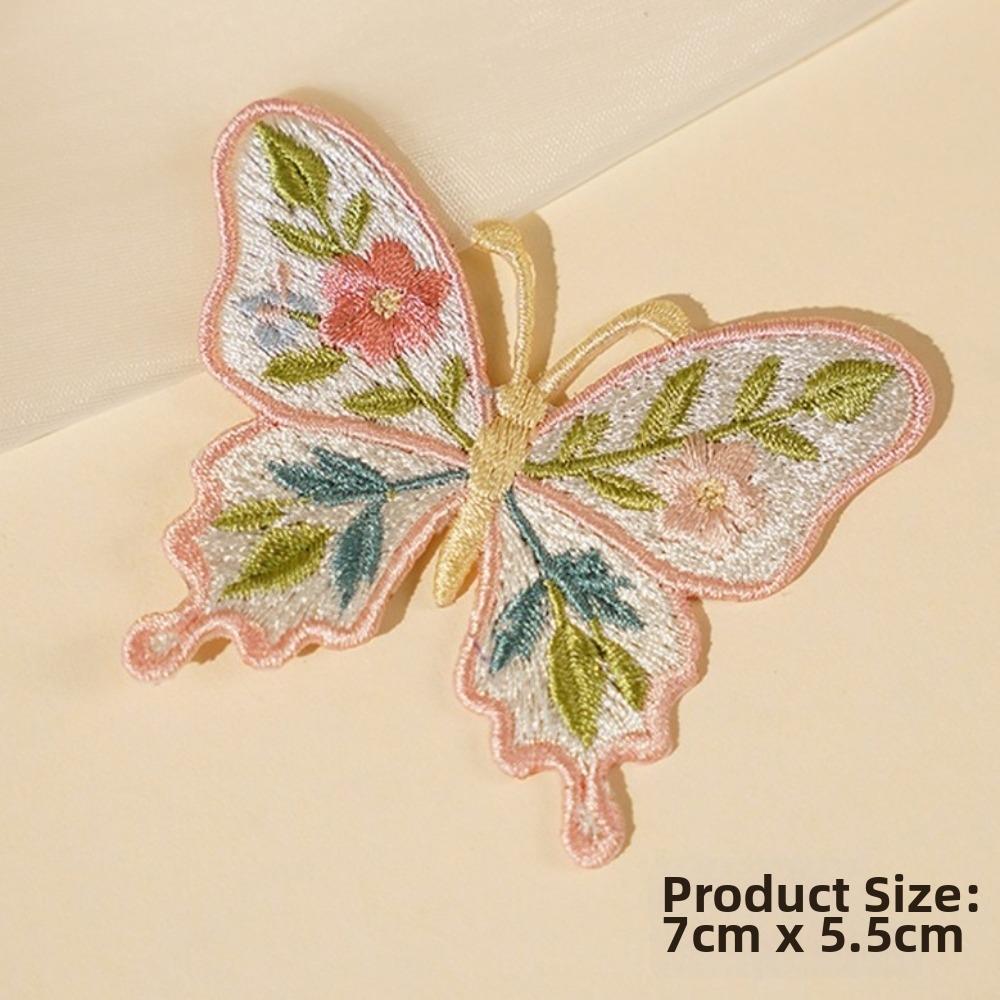 2pcs Heat Transfer Flower Patches Embroidery Design Butterfly Patches For Clothing Accessories