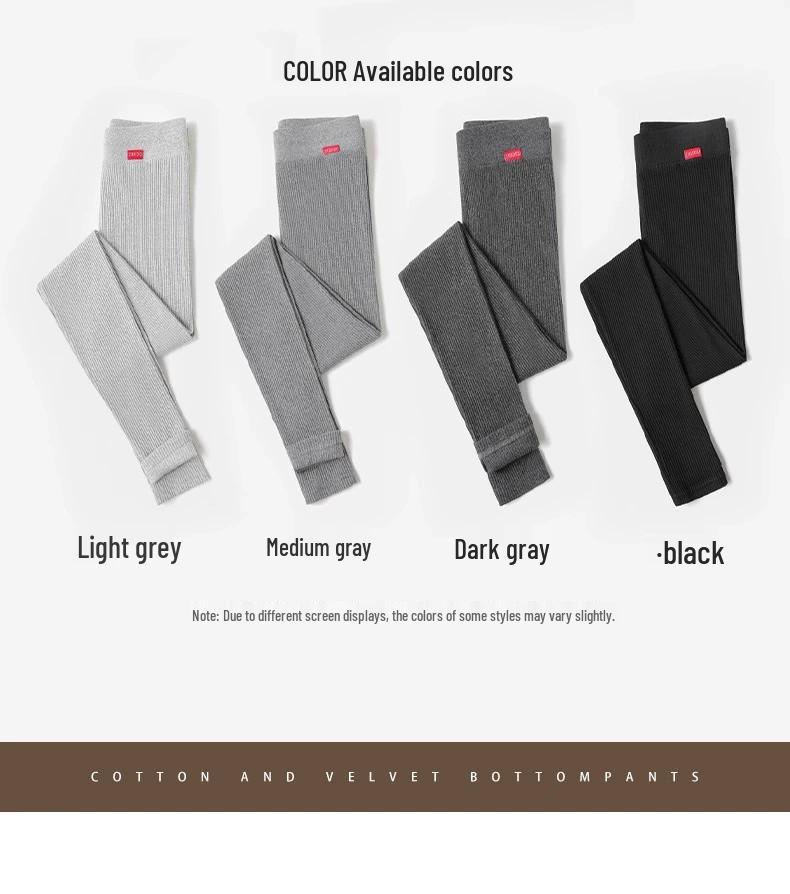 Gray Vertical Stripe Plus Velvet Women's Leggings, Thick Warm, Plus Size, Petite, Slimming, Tight-Fitting Pants for Spring and Autumn.