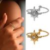 Anello da Dita da Donna Stella a Otto Punte Vestibilità Regolabile Anello Aperto Texture Acciaio Inossidabile Anello Impilabile Gioiello Regalo