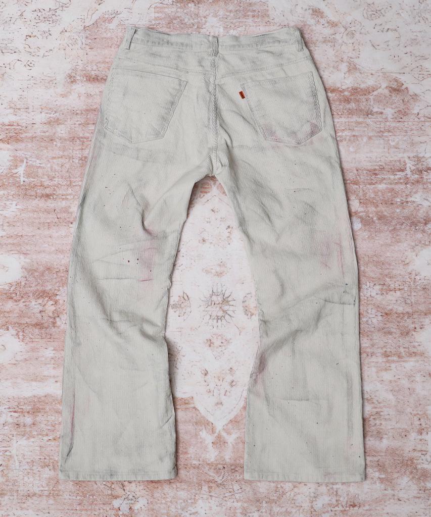 AREUBAN Painted Corduroy Flare Pants_Dirty Ivory
