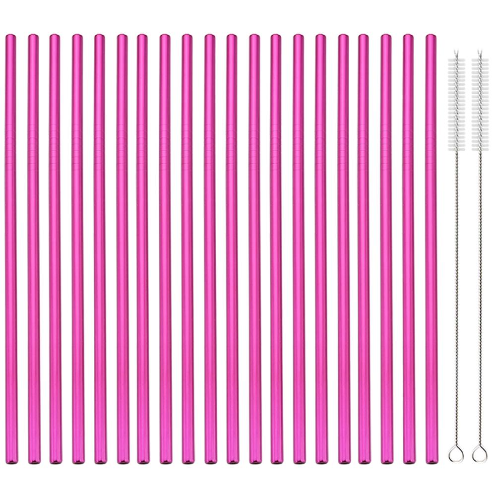 20Pcs 304 Stainless Steel Drinking Straw High Quality Straw Set Eco-friendly Reusable Metal Straws Set Party Juice Bar Accessory