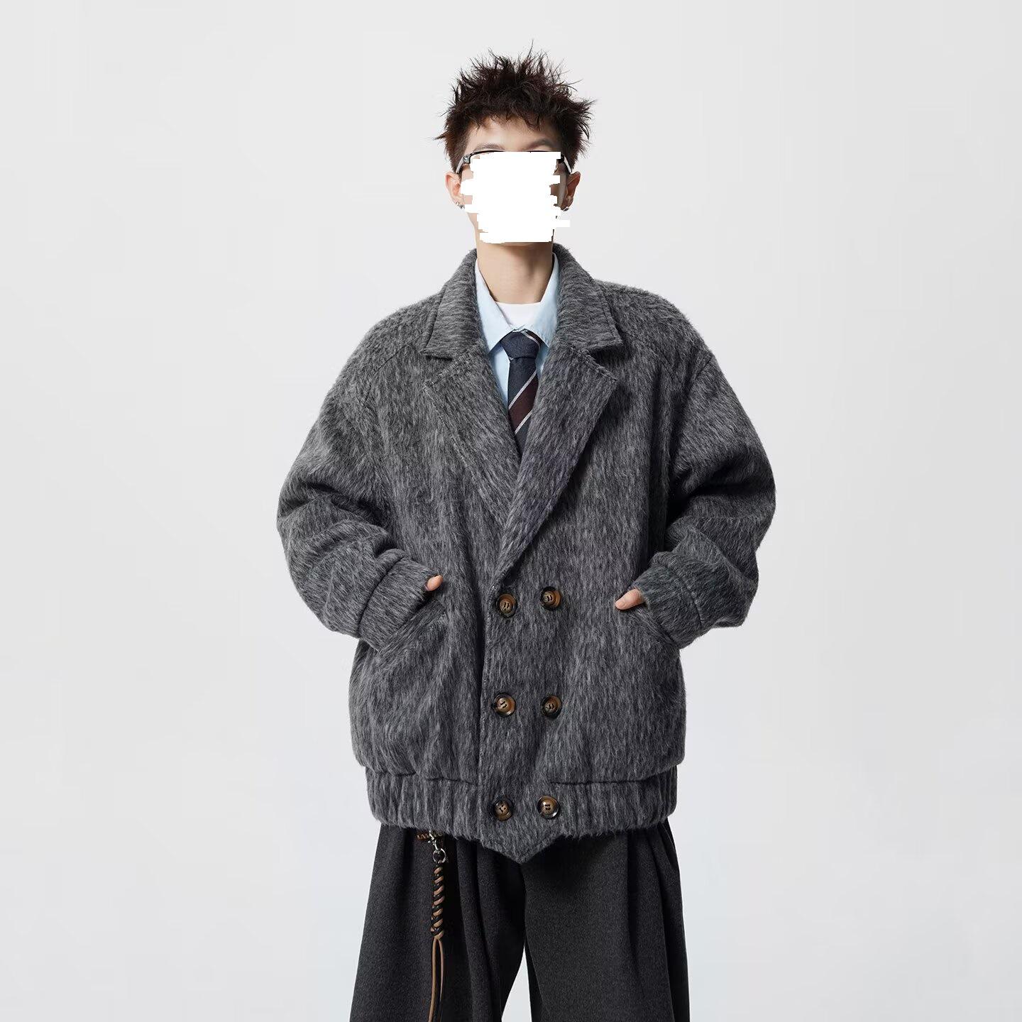 

Мужская осенняя ретро куртка с лацканами - Повседневный свободный кардиган-пальто XXL темно-серого