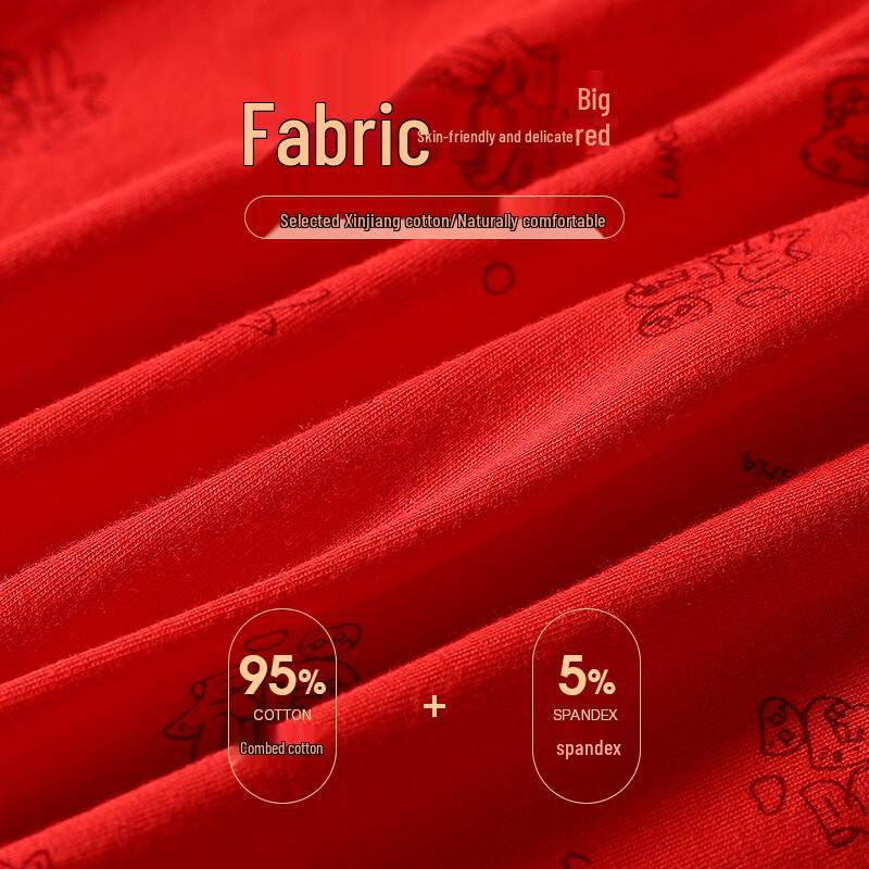 LANGSHA Men's Lucky Red Cotton Boxer Briefs
