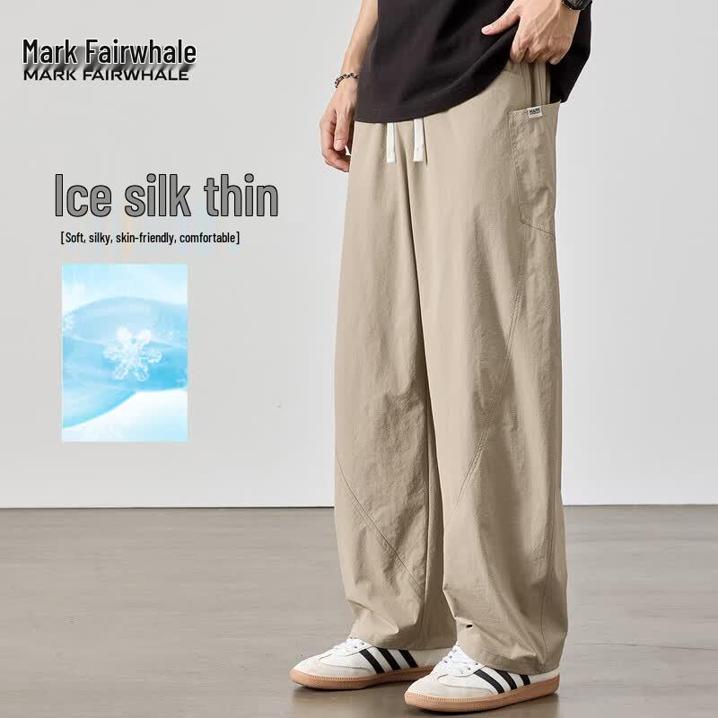 Mark Fairwhale Men s Ice Silk Breathable Straight-Leg Casual Pants L хаки