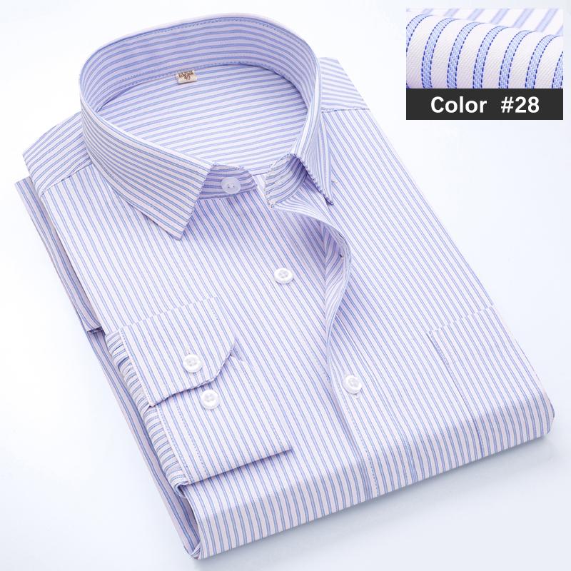 Classic Blue Striped Business Casual Shirt Men's Autumn Slim Lapel Long Sleeve Office Banquet Wedding Formal Social Shirt