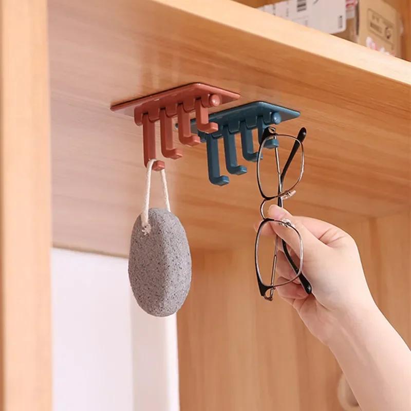 Adhesive Hook Rotatable Seamless Strong Bearing Stick Hooks Bathroom Wall Hanger Bathroom Kitchen Organizer Supplies
