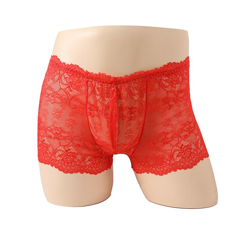 Herren Stretch-Slips, hohle Spitze Vier-Ecken Sex-Unterwäsche, Herren Sex-Unterwäsche