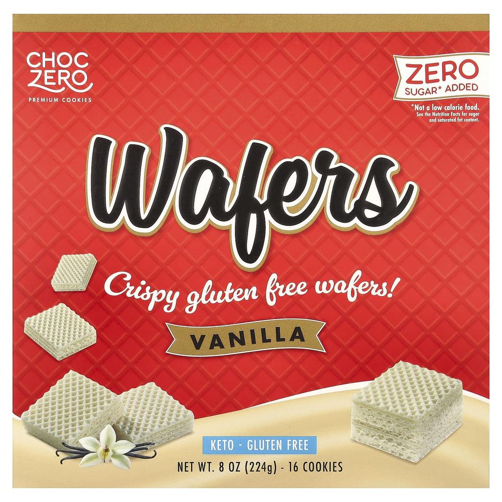 ChocZero Premium Cookies, Wafers, Vanilla, 16 Cookies, 8 Oz (224 G)