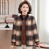 Women's Velvet Thick Coat with Half-high Collar, Winter Knit Two-piece Set for Middle-aged and Elderly Mothers