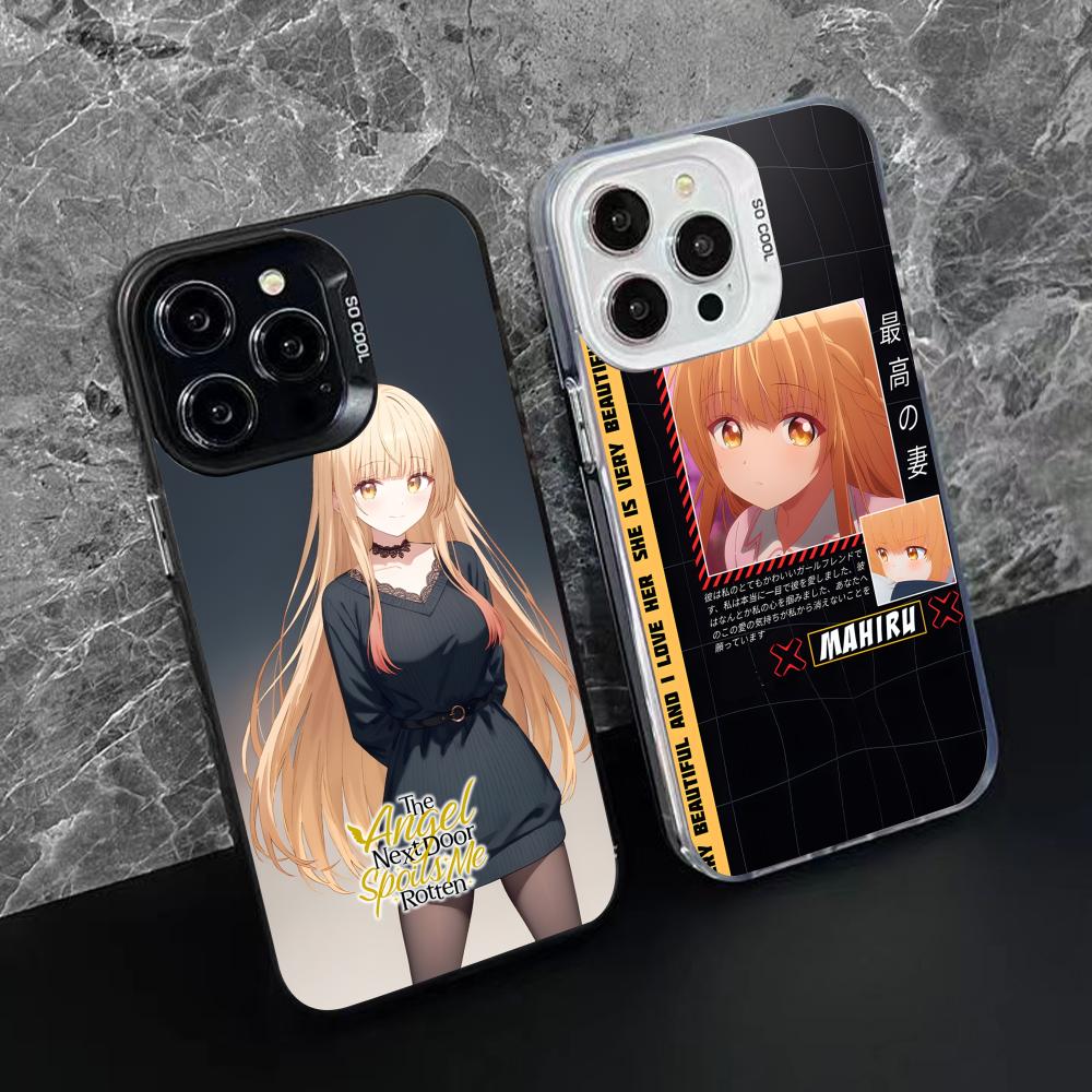 Angel Mahiru Shina Anime Phone Case for iPhone 16 15 14 13 12 11 X XR XS 8 7 Pro Max Plus Colored Translucent Smartphone Luxury