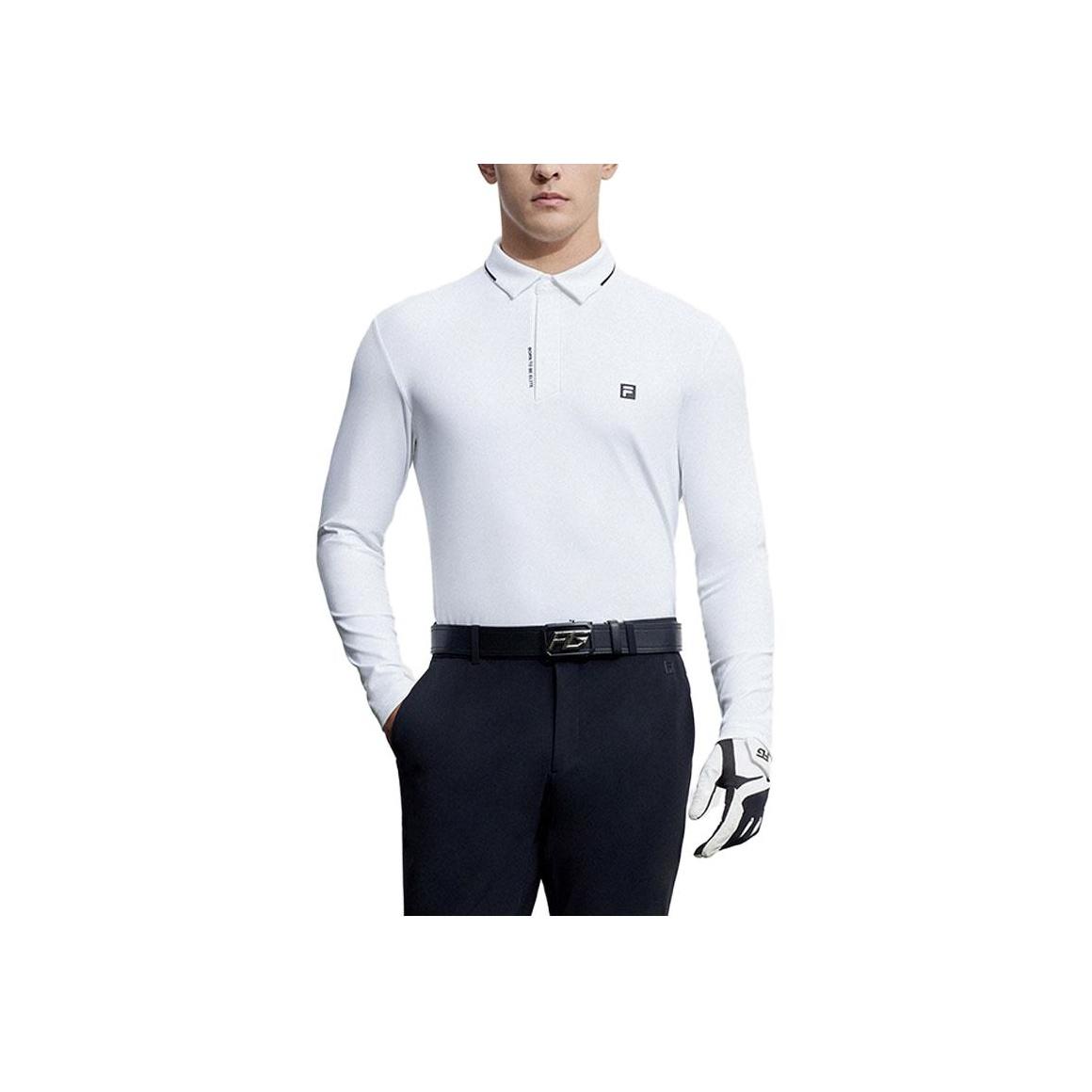 

FILA Golf Series Solid Color Elite Long Sleeve Polo Shirt Men tops Jade-White A11M345209F-WT 2XL