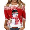 Spring and Autumn Round Neck Christmas Themed Pattern 3D Printed Top Fashionable Casual Long Sleeved Women's T-shirts