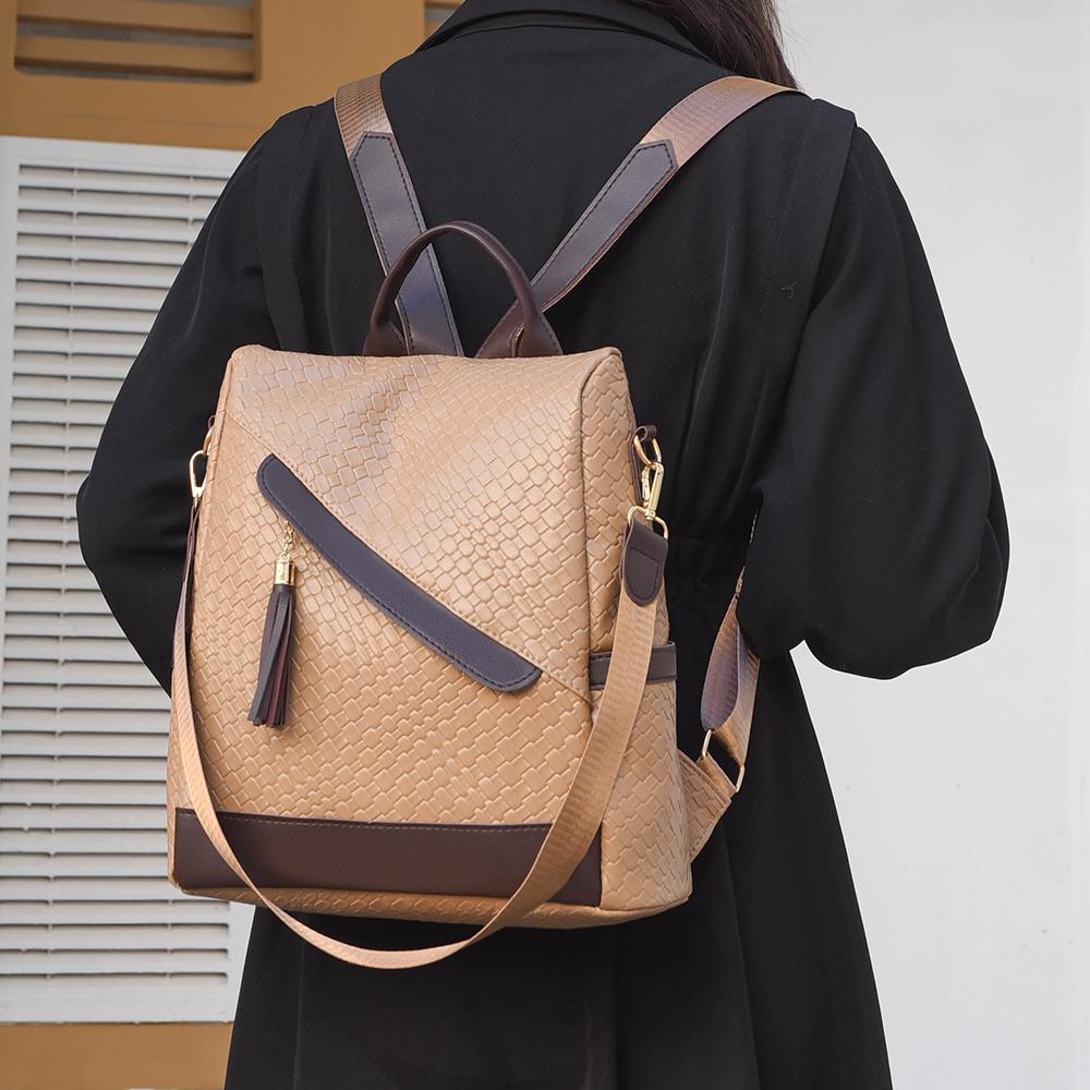 PU Women's Tassel Backpack Lightweight Schoolbag Anti-theft Travel Backpack