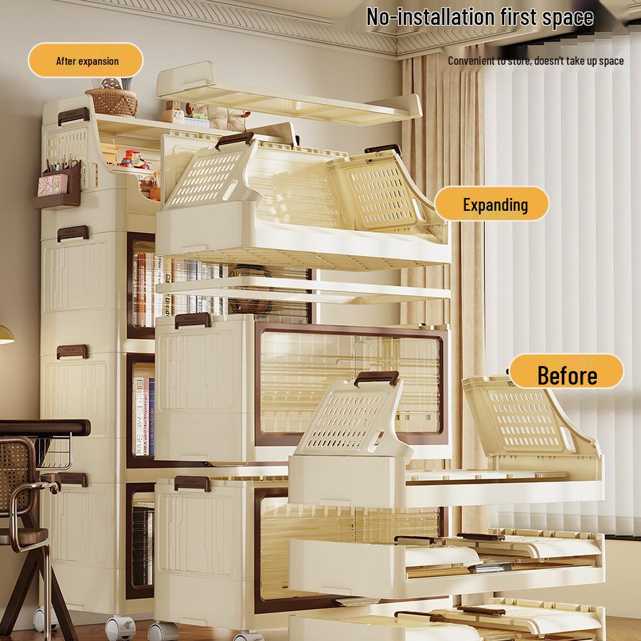 Folding Storage Cabinet for Kids - Wardrobe, Clothes Organizer, Toy & Snack Shelf