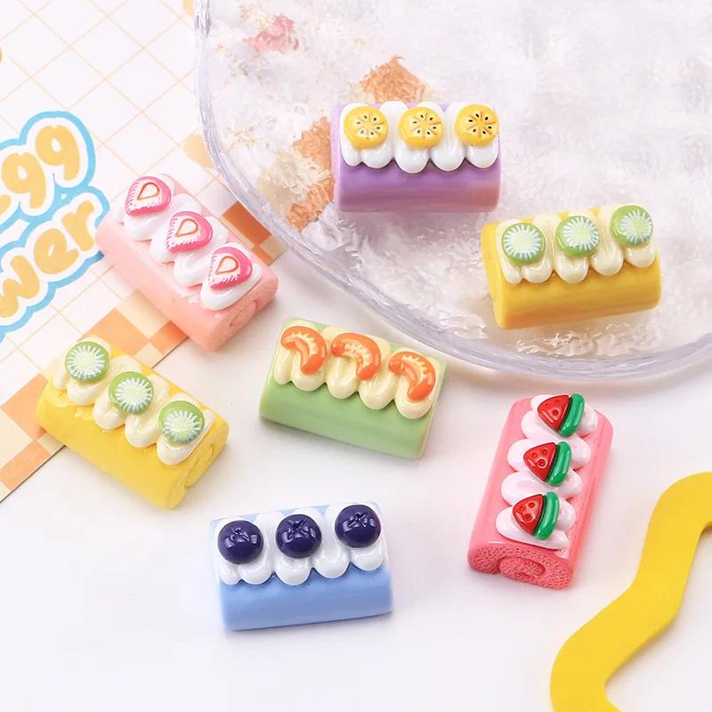 10/100Pcs 3D Miniatures Dollhouse Resin Roll Food Play Diy Handmade Materials Keychain Headgear Refrigerator Accessories Resin