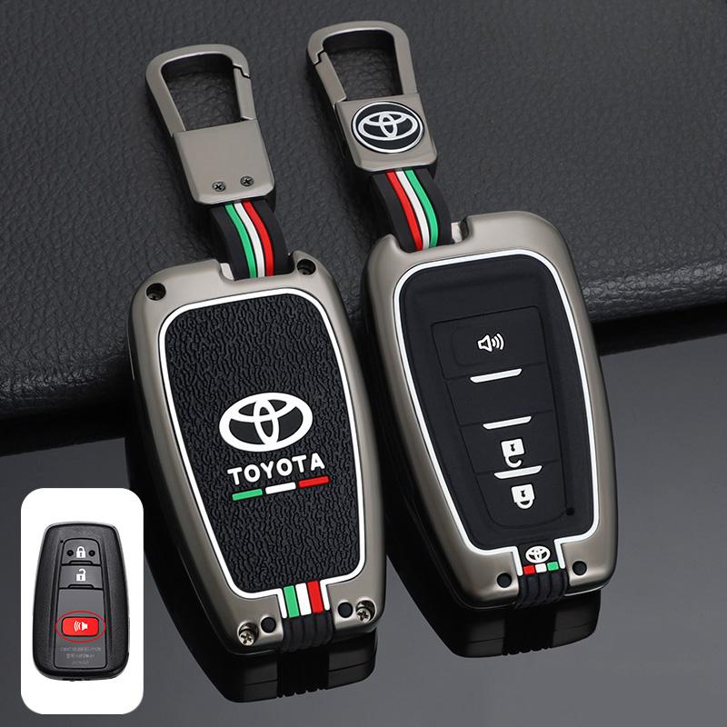 Zinc Alloy+Silicone Car Remote Key Case Cover For Toyota Prius Camry Corolla C-HR CHR RAV4 Prado 2018 2019 Keychain Accessories