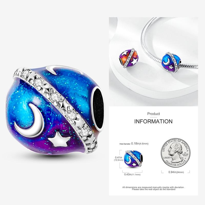 New In Star Moon Sun Series Charm Beads Fit Pandach Original Bracelet Women Copper Pendant Bead Jewelry Gift