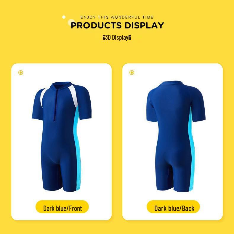 Unisex Kids' Quick-Dry Sun Protection One-Piece Swimsuit for Training & Sports