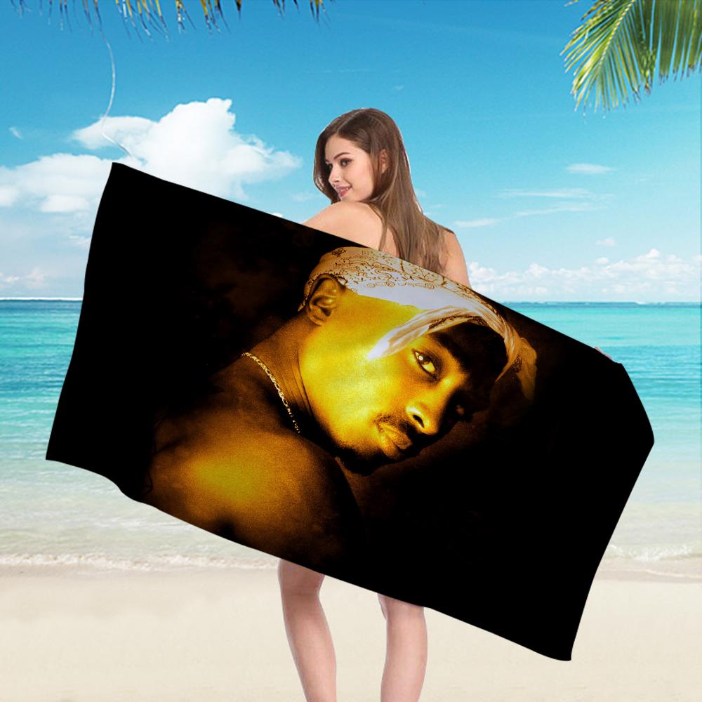 2PAC hip -hop singer Microfiber Beach Towel Absorbent Quick dry Soft Yoga Swimming Resort Mountain Climbing Towel