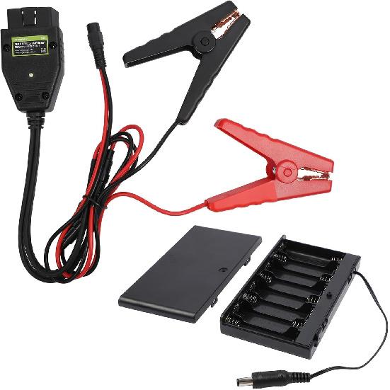 OBD II Vehicle ECU Emergency Power Supply Cable 12V Car Memory Saver with 2 Alli