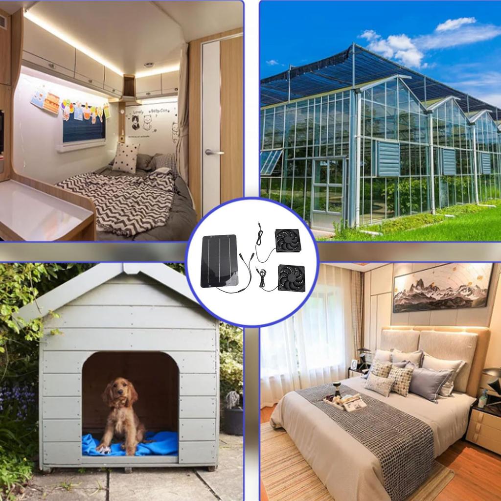 50W Solar Panel Powered Exhaust Fans Kit IPX7 Water Proof Solar Panel Ventilation Fans 4000 RPM for Dog House