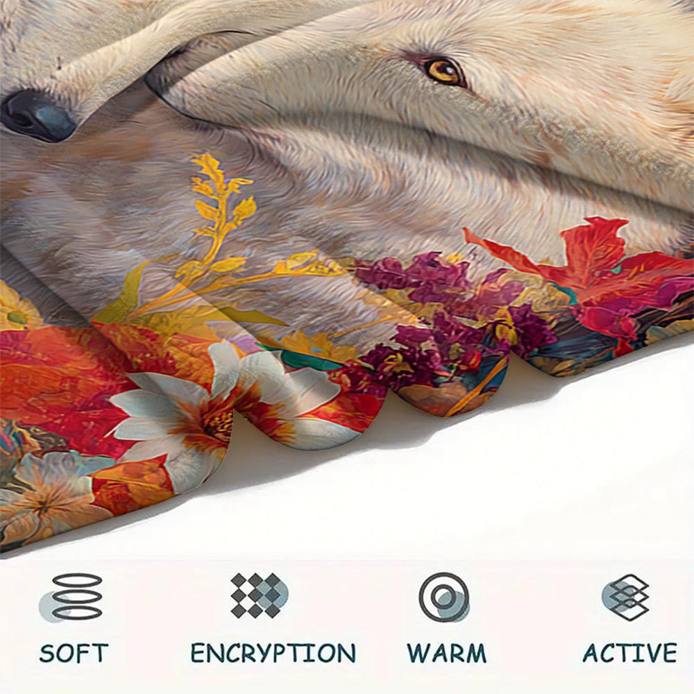 Koc Flanelowy z Nadrukiem Wilka, Wysokiej Jakości, Wygodny na Wszystkie Pory Roku, Wystrój Domu, Ciepło i Komfort, Idealny na Prezenty Świąteczne