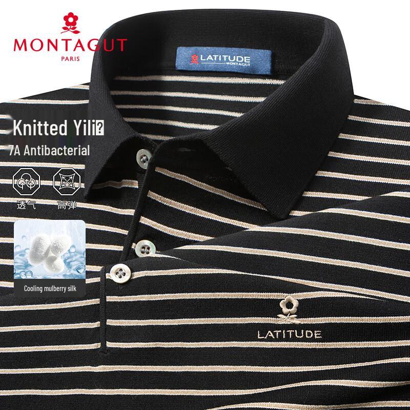 MONTAGUT Men s Striped Knit Short Sleeve Polo Shirt 54
