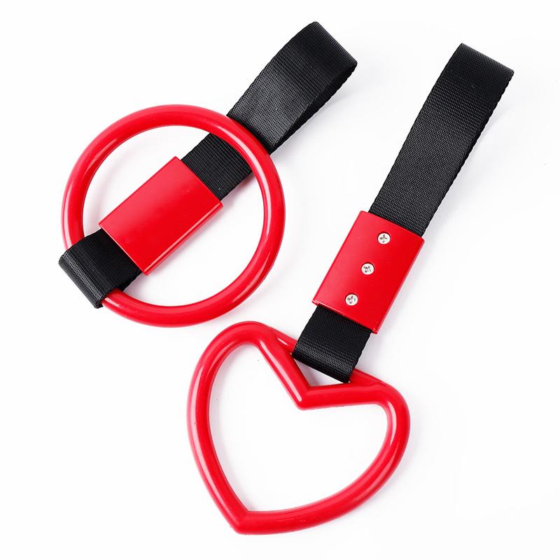 Car JDM Round Heart Pendant Handle Hand Strap  Rear Bumper Warning Hanging Oranament Car Train Bus Auto Decoration