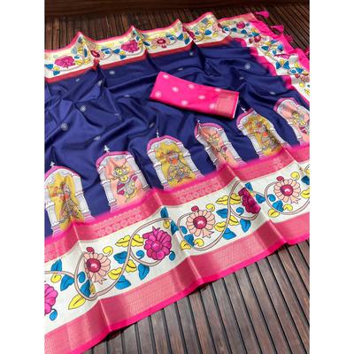 Reine weiche Lichi-Seide Original-Viskose dayebal jari weben Jaqucard-Bordüre Ultra HD hohe Qualität 3D-Stift kalam kari Druck Pallu