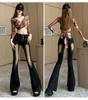 Retro Gradient Flare Jeans: Women's High Waist, Slimming Floor-Length American Style for Autumn