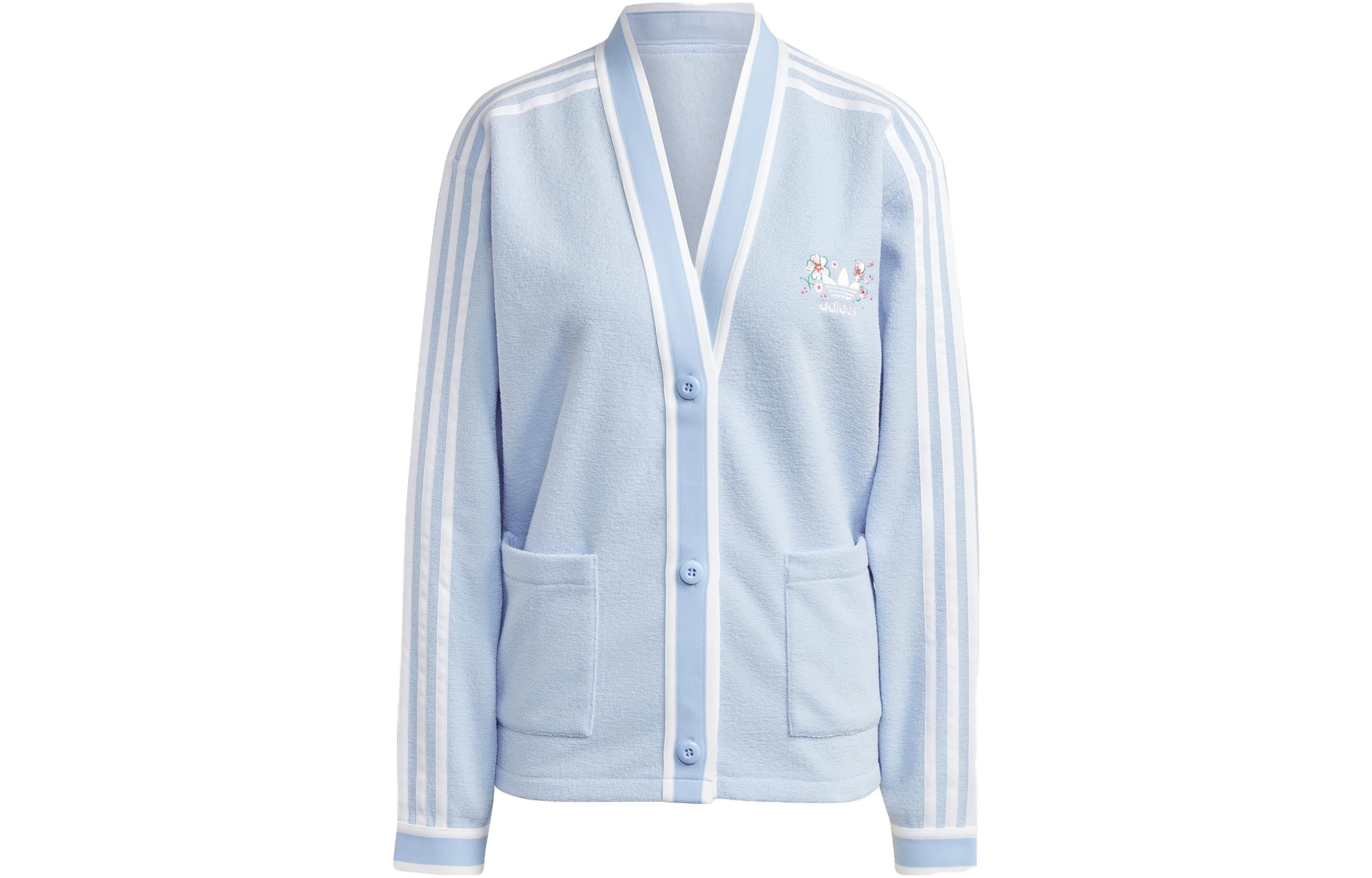 

Adidas Knitwear Women s Blue V Neck Moderate Cardigan IP3760 XS