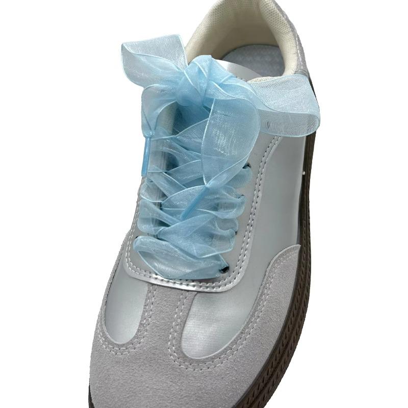 1Pair Women's Soft Casual Flat Shoestrings for Sneaker 2.5CM Wide Shoe Accessories Shoe Laces Silk Satin Ribbon Shoelaces