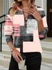 Women Long Sleeve Blouses Casual Geometric Print Shirts O Neck Fashion Tops Autumn Spring