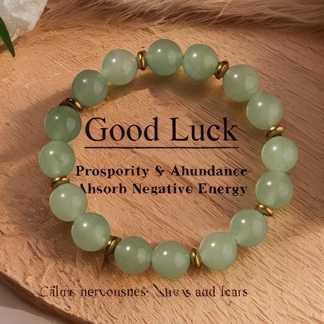 10Mm Good Luck Stone Bead String Personalized Crystal Bracelet Green Dongling Stone Bracelet