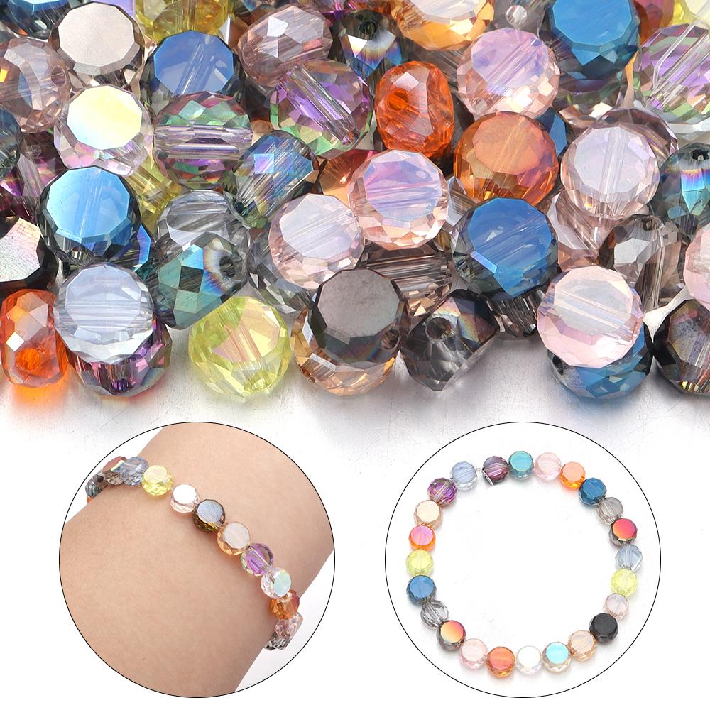 30pcs 8mm Flat Round Faceted Crystal Beads Colorful Loose Spacer Glass Beads For Jewelry Making DIY Bracelet Earring Accessories
