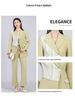 Elegant Green Women's Double-Breasted Woven Suit - Long-Sleeved, Slimming, Perfect for Spring and Autumn