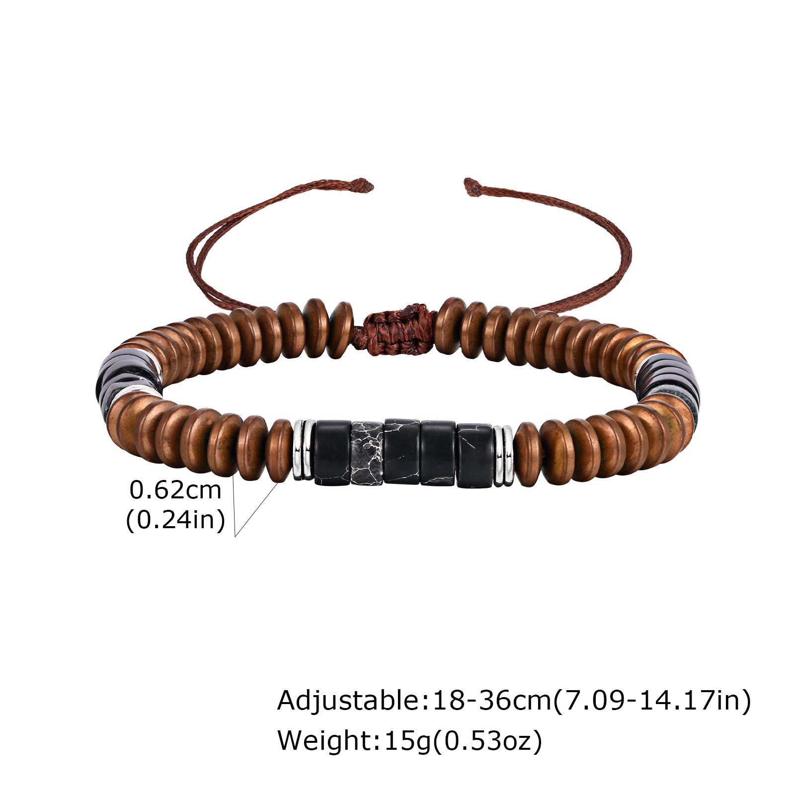 

Alloy Black Turquoise Beaded Bracelet for Men, Natural Stone Hand Woven Adjustable Bracelet, Jewelry for Boyfriend Father Gift