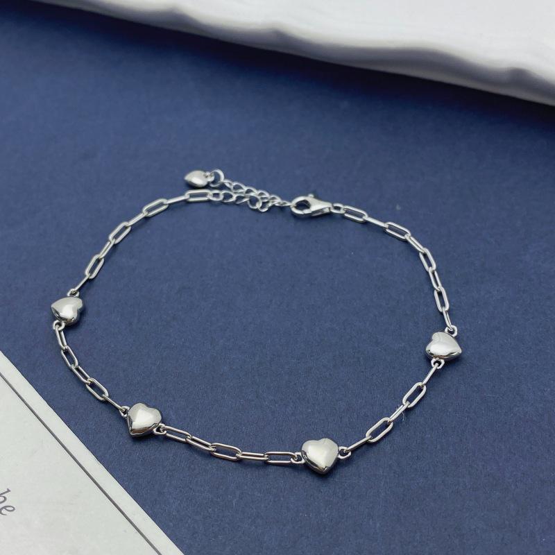 S925 Sterling Silver Heart Paperclip Bracelet - 2026 Trendy, Fashionable & Versatile Women's Jewelry