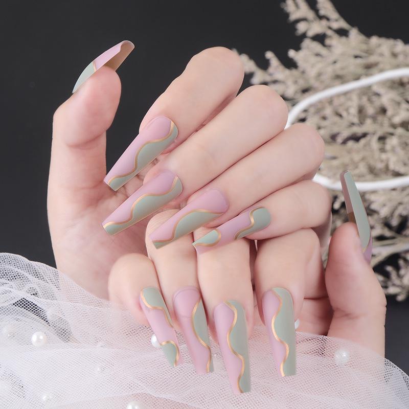 O2 Long Wearable Removable Nail Patches: Pointed Press-On False Nails for Nail Art