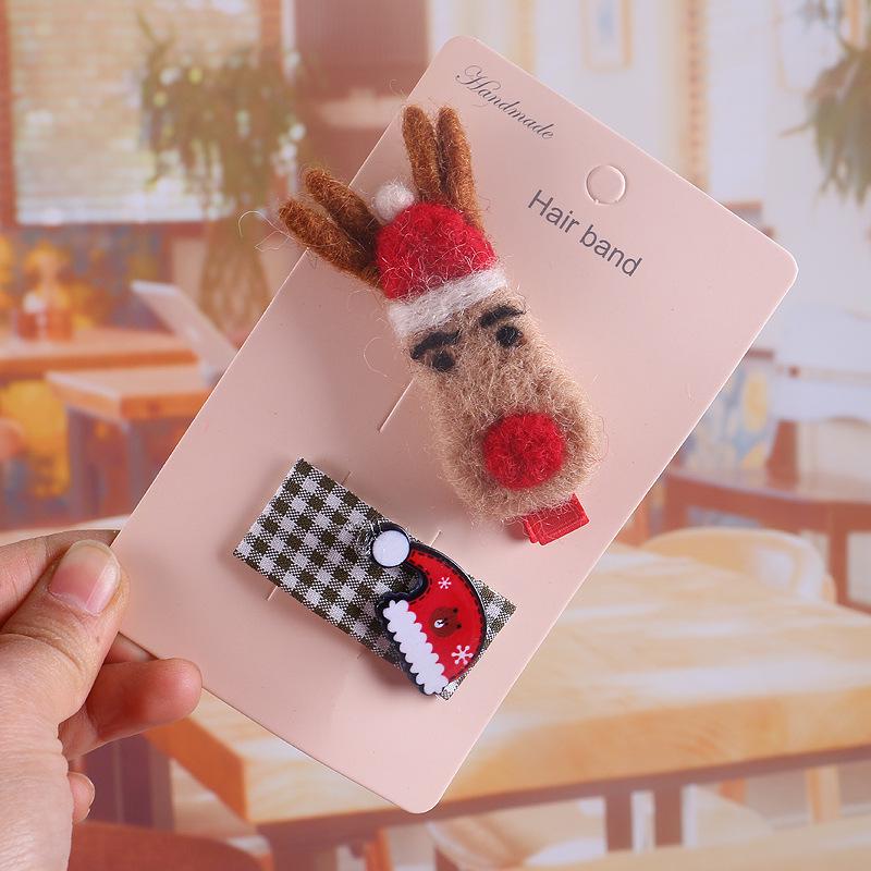 Christmas Kids' Hair Accessories: Fluffy Clips, Cute Antler Ties, Santa Hat, and Snowman Designs