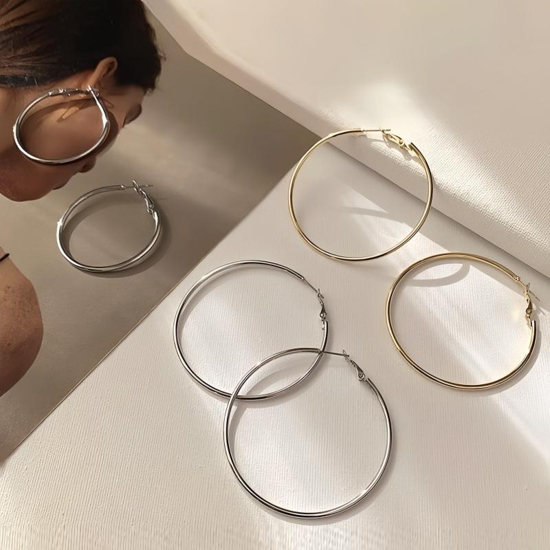 Circular Earrings - Simple Ear Hoop, Oversized, Niche, High-end Style Accessory