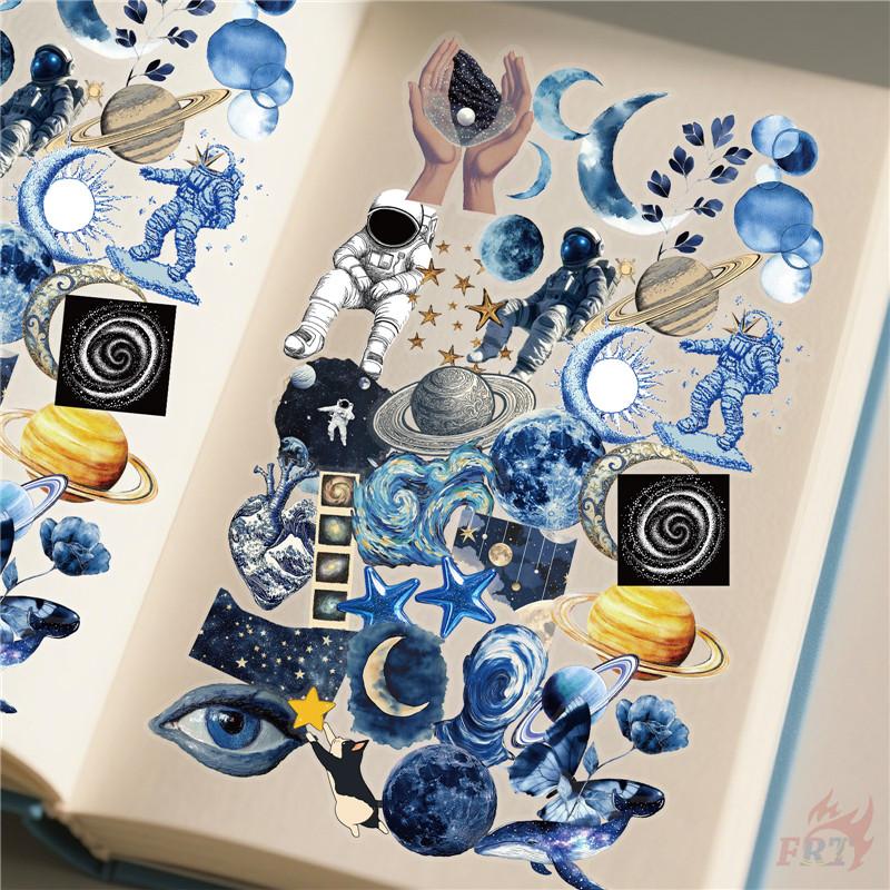 50Pcs/Set Laser Blue Outer Space Series 01 Stickers DIY Fashion Waterproof Doodle Decals Stickers