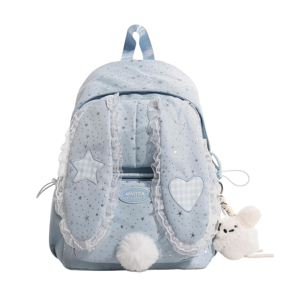 Schoolbag1011 Korean version of the new polka dot rabbit ear backpack women's fashion high value sweet lace go out to play small backpack