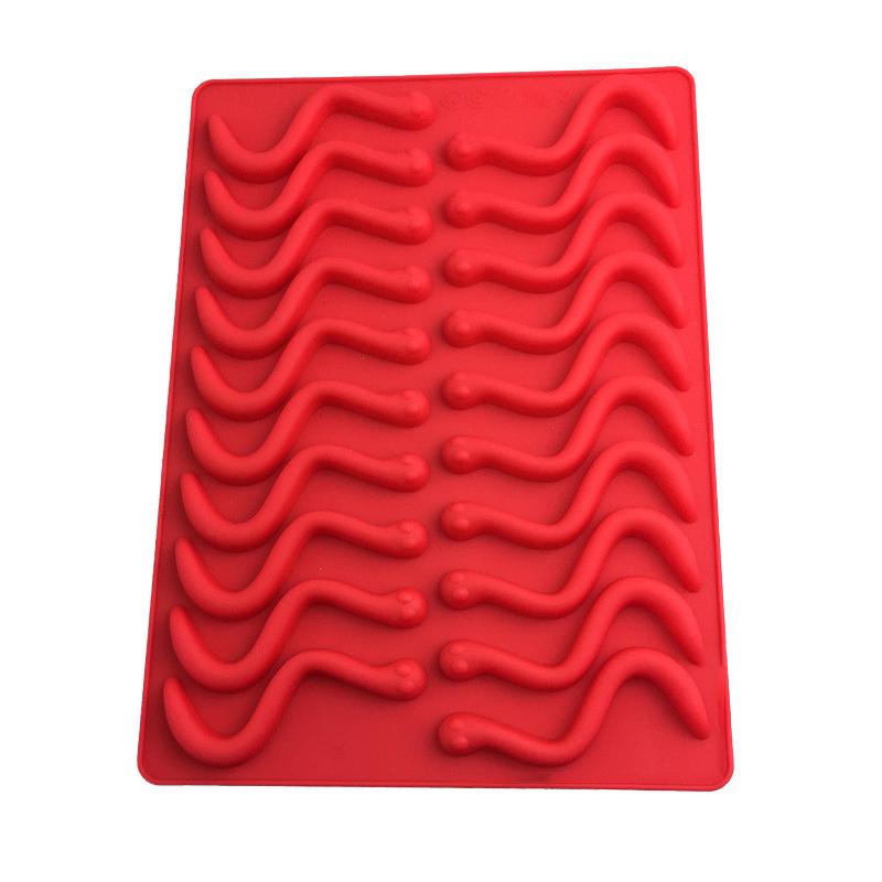 

20 шт. креативные отверстия для самостоятельного изготовления силиконовых формочек для желейных змей, червей, шоколада, конфет, желе, формочек для льда, инструментов для декора торта красный